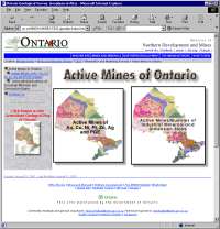 Screen capture of the Active Mines webpage